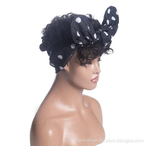 Aishili wholesale nature wave synthetic fiber wig with headband attached wigs for women